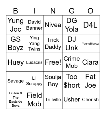 Crunk Mix (YumDrop) Bingo Card