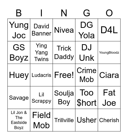 Crunk Mix (YumDrop) Bingo Card