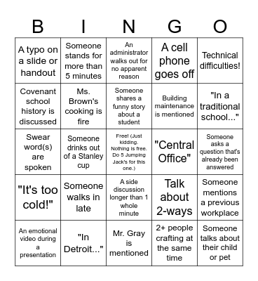 PD DAY MARCH 20, 2025 Bingo Card