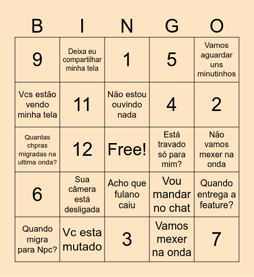 Bingo NPC Bingo Card