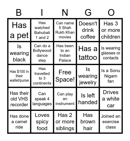It's Saturday Night! Bingo Card
