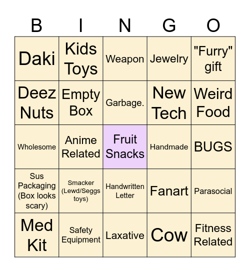 P.O Box Bingo! Bingo Card