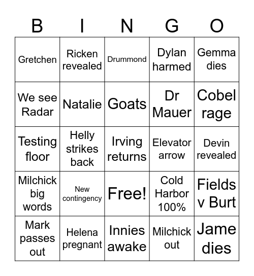 Severance Season 2 Finale Bingo Card