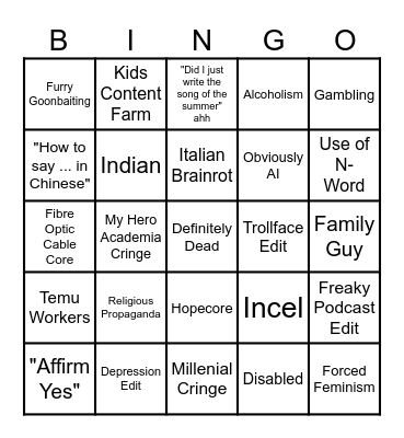 Instagram Reels Bingo Card