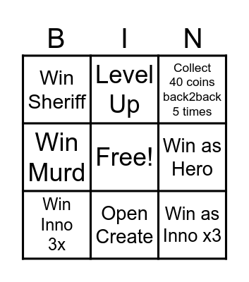 MM2 Daily Mission Bingo Card