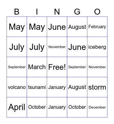 UNIT 4 - VOCABULARY Bingo Card