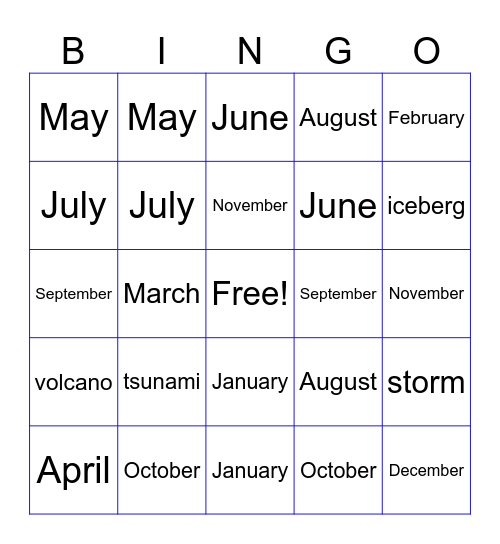 UNIT 4 - VOCABULARY Bingo Card
