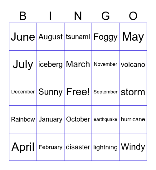 Unit 4 - Vocabulary Bingo Card