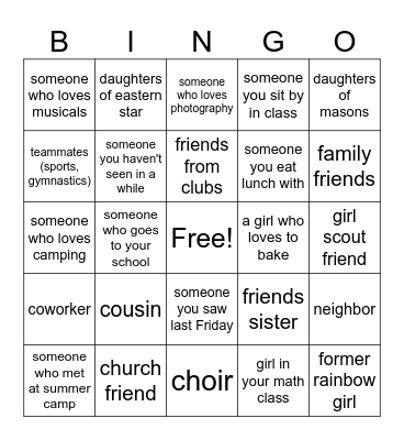 Membership bingo Card