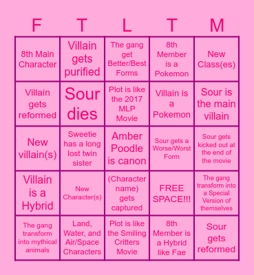 Funtimeland: The Movie Predictions Bingo Card