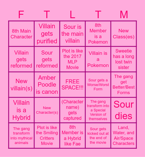 Funtimeland: The Movie Predictions Bingo Card