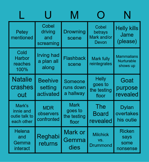 Episode 2x10 Bingo Card