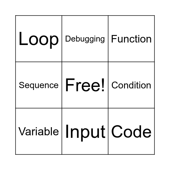 Coding badge bingo! Bingo Card