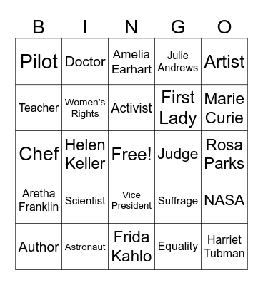 Womens History Month Bingo Card