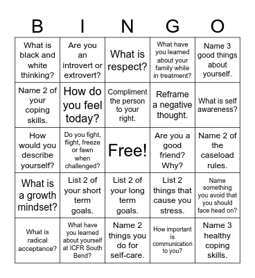Caseload Bingo! Bingo Card