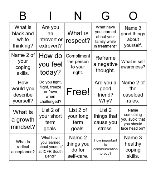 Caseload Bingo! Bingo Card