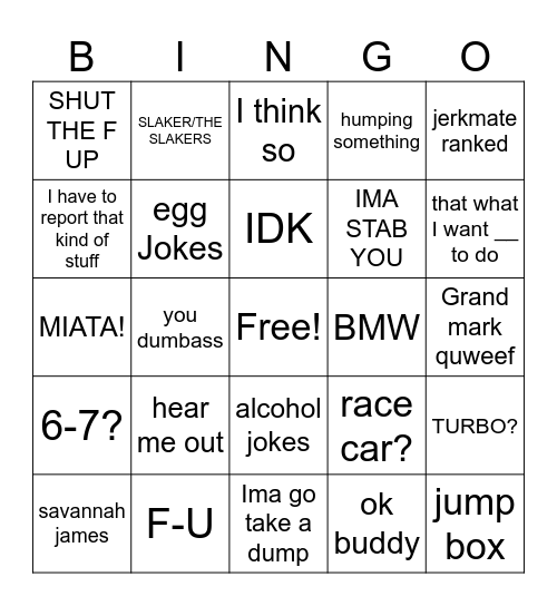 things said in the shop Bingo Card