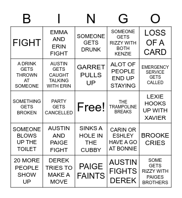 UNREALISTIC PARTY Bingo Card