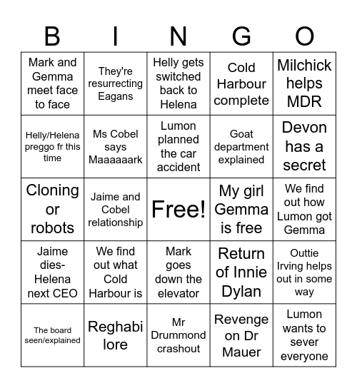 Severance Finale Bingo Card