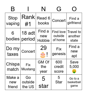 FF 2025 Bingo Card
