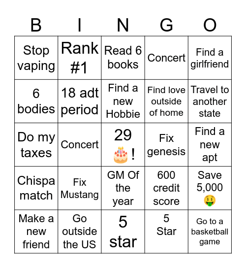 FF 2025 Bingo Card