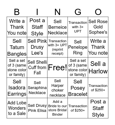 Kendra Scott Bingo Card