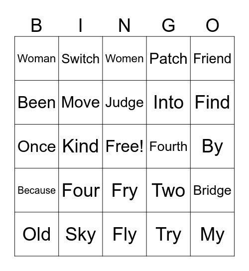 UFLI Bingo Card