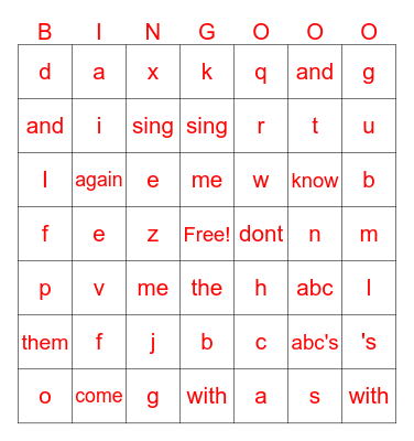 abc bingo Card