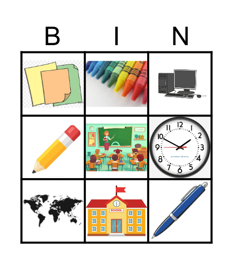MY CLASSROOM Bingo Card