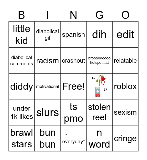 Instagram Reels Bingo Card