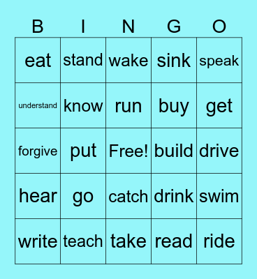 Past Tense - Irregular Verbs Bingo Card