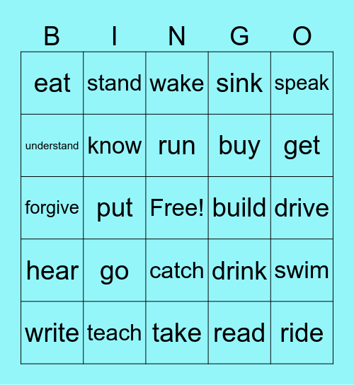 Past Tense - Irregular Verbs Bingo Card
