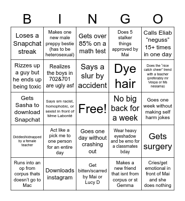 Ella’s preppy bingo card Bingo Card