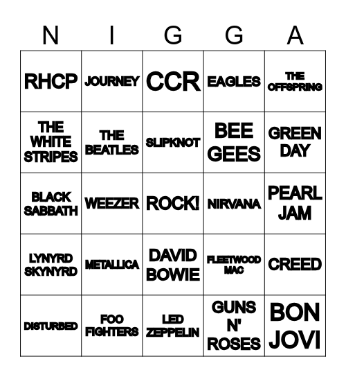ROCK BINGO Card