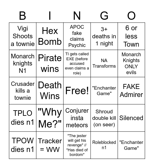 TOS 2 Bingo Card