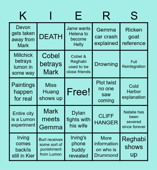 The Severing Bingo Card