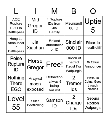Season 6 Canto 8 bingo board Bingo Card