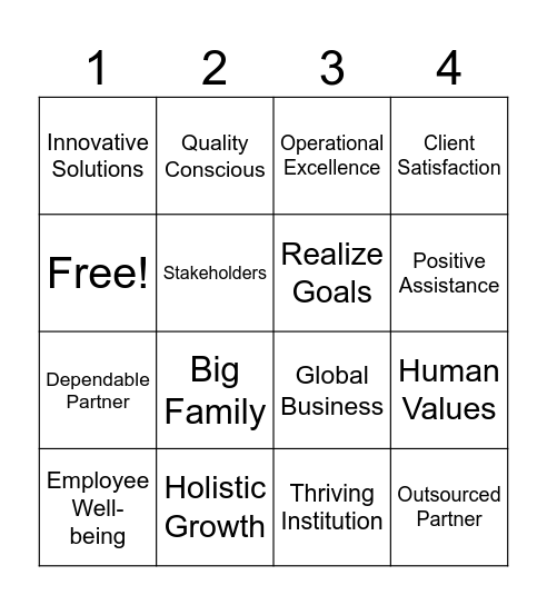 Vision & Mission Bingo Card