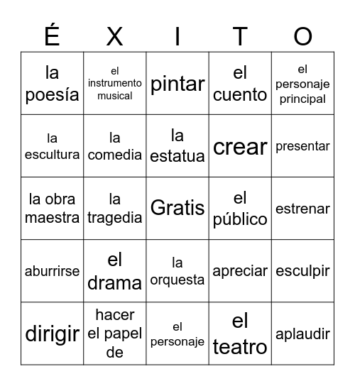 Las Bellas Artes Bingo Card