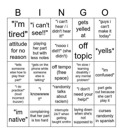 reina 2025-2026 bingo Card