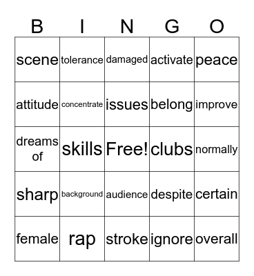 Lesson 3 Bingo Card