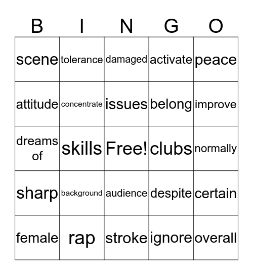 Lesson 3 Bingo Card