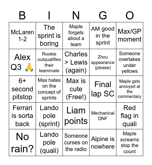 China Bingo Card