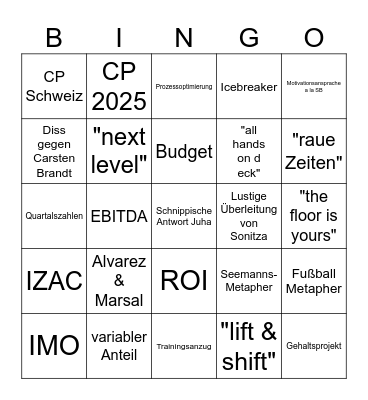 Townhall Light Bingo Card