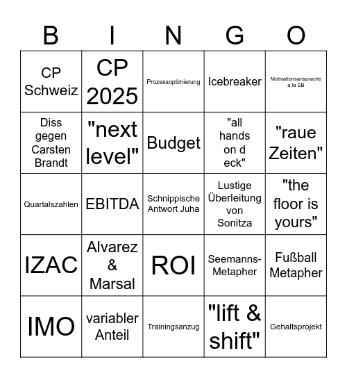 Townhall Light Bingo Card