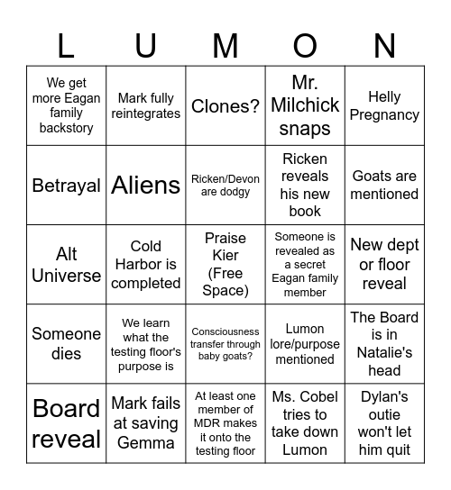 EAGAN BINGO Card