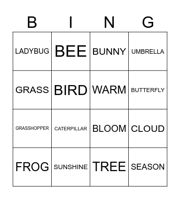 SPRING! Bingo Card