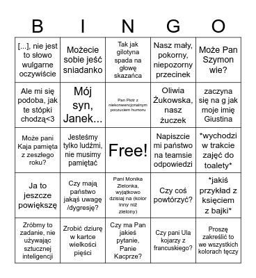 Gramatyka z dr Krawczyk Bingo Card