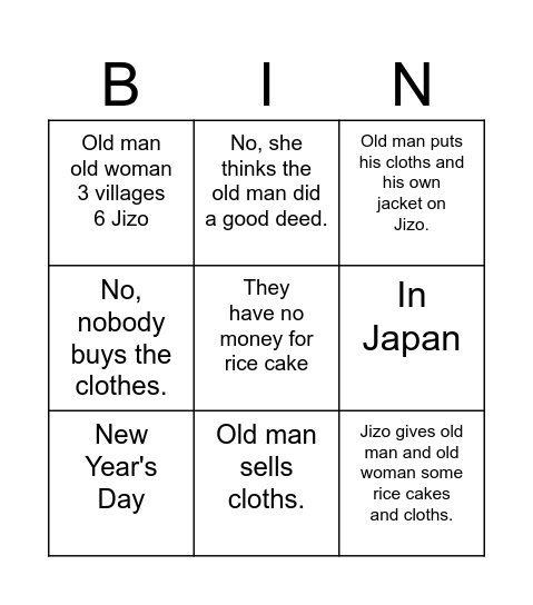 The Grateful Statue Bingo Card