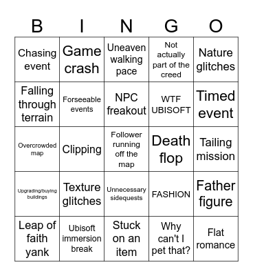 Assassin's Creed Shadows Bingo Card